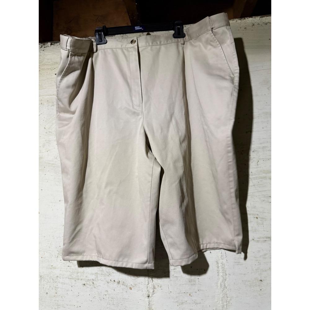 LL Bean Original Fit Khaki Chino Shorts Women's 26W Tan Cotton Twill Flat Front